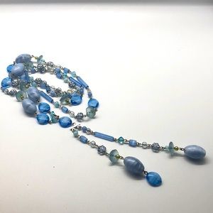 36” Sarah Coventry Blue Glass Bead Necklace